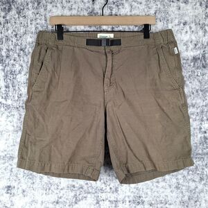 Wellen Huckberry Organic Cotton Cruiser Shorts Mens L Khaki Tan Belted W-676601
